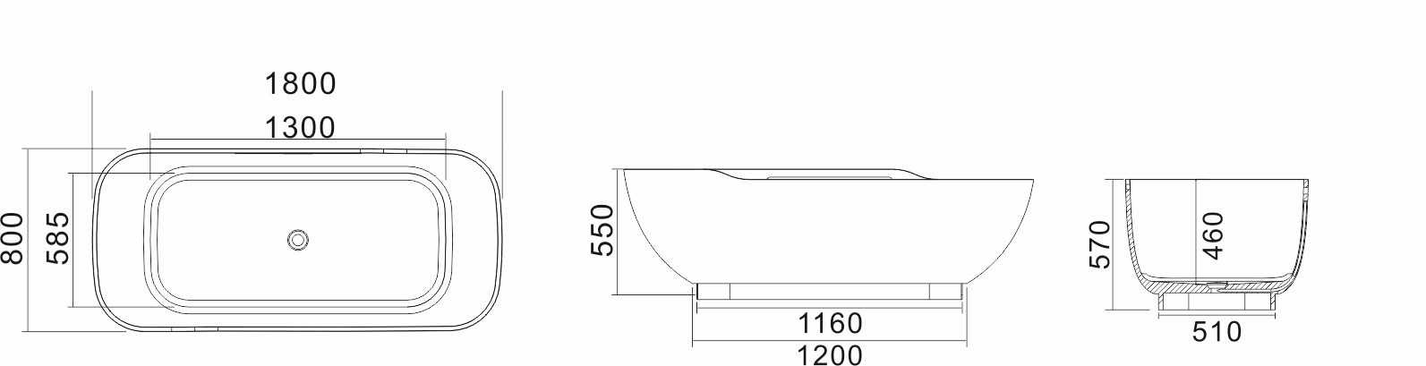 Ванна NSB-1880G серия NS Bath