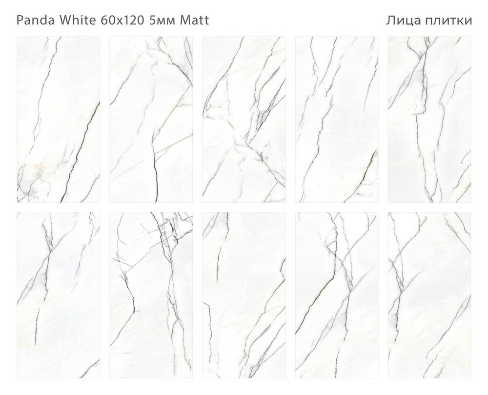 Плитка Panda White 60x120 5мм Matt серия Marbles