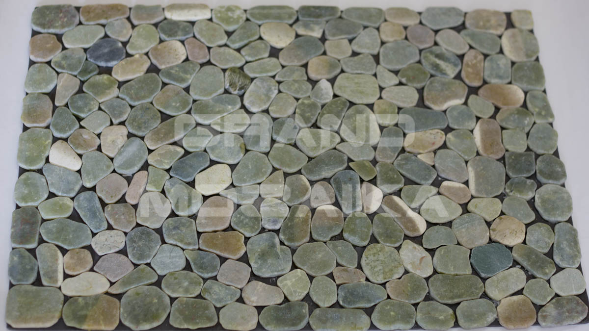 Мозаика 052387 MS7013 НАТУР ГАЛЬКА НА РЕЗИНЕ зелёно-белая серия Nature