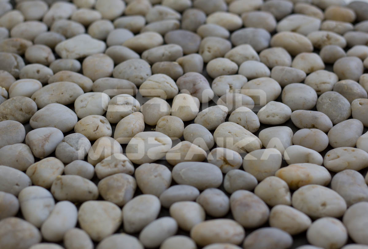 Мозаика 052386 MS00-1 НАТУР ГАЛЬКА НА РЕЗИНЕ бело-серая серия Nature