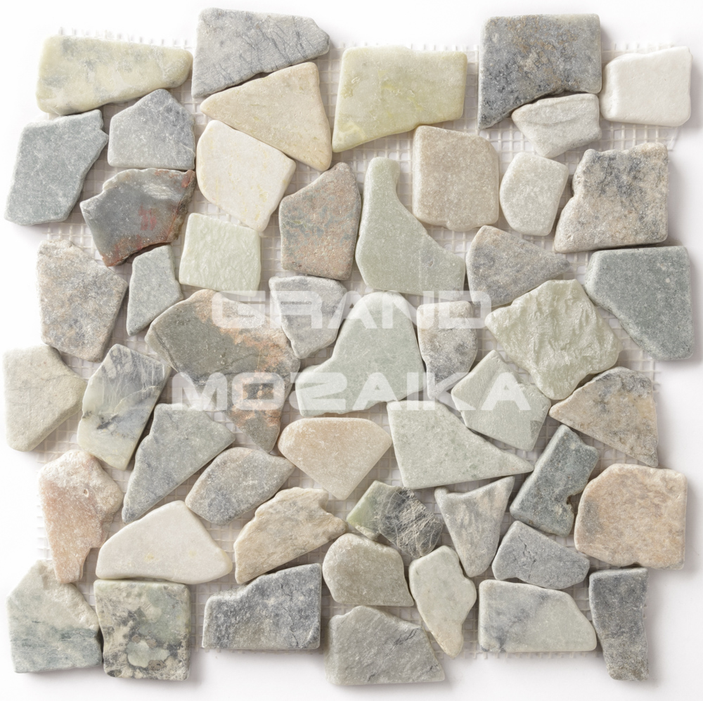 Мозаика 052380 MS-WB4 МРАМОР бел/зел/серый квадратный серия Nature