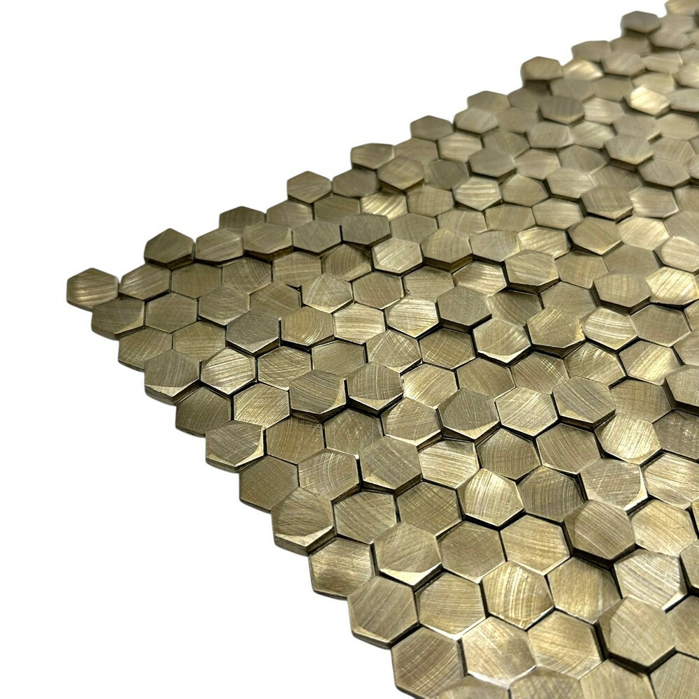 Мозаика ALUMINIUM 3D HEXAGON GOLD 8x14 серия Mosaic Aluminium